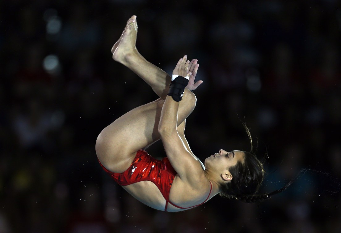 Meaghan Benfeito performs a group dive