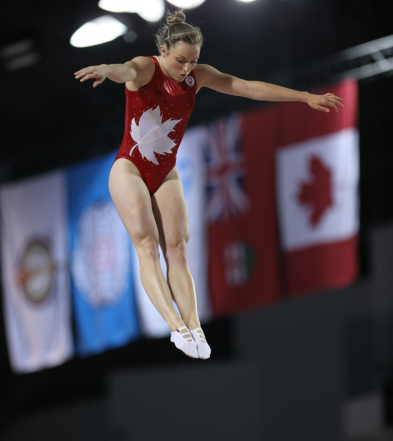 Rosie MacLennan suspended in the air