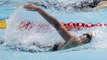 Sydney Pickrems performe au 200 m quatre nages à la demi-finale des Mondiaux aquatiques de la FINA 2019 à Gwangju, en Corée du Sud, le dimanche 21 juillet 2019.