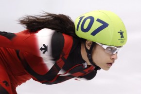 Kalyna Roberge en action lors de l'épreuve du 1500 mètres aux Jeux olympiques de Vancouver 2010 le samedi 20 février 2010.