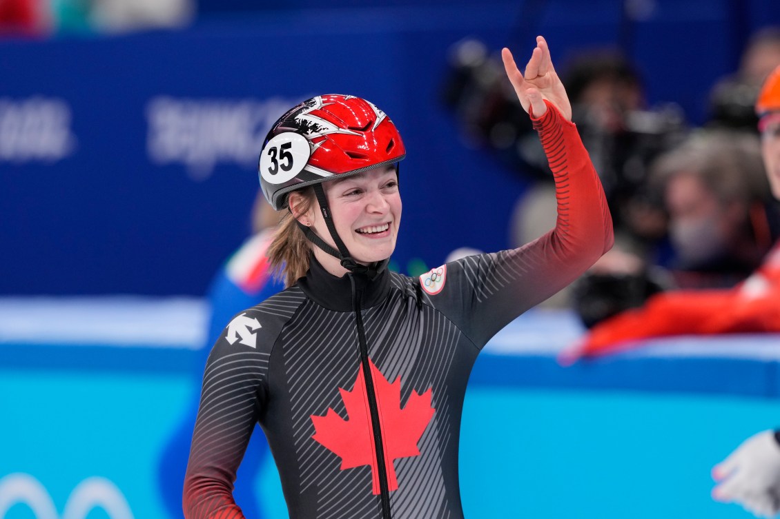 Kim Boutin sourit après sa course.