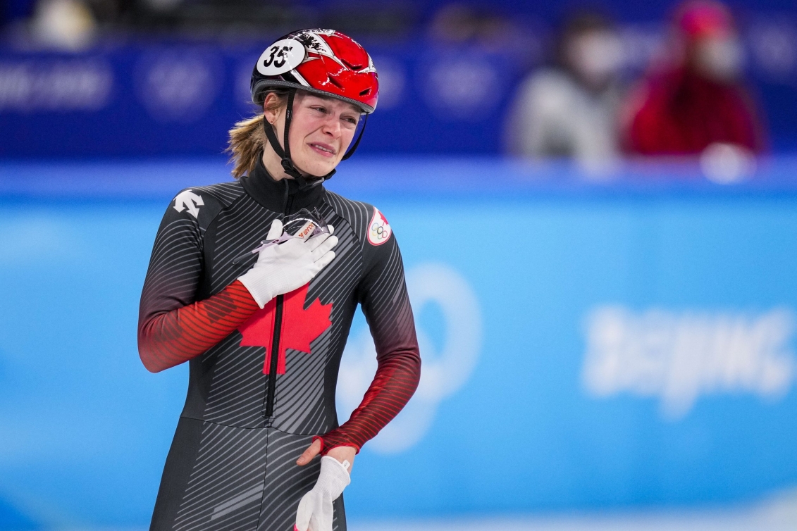 Kim Boutin émotive après le bronze. 