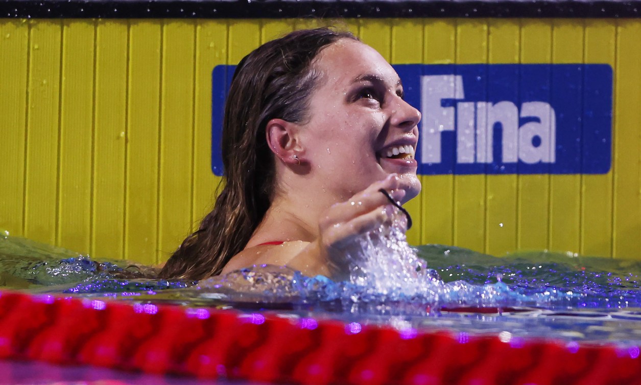 Penny Oleksiak après une course.