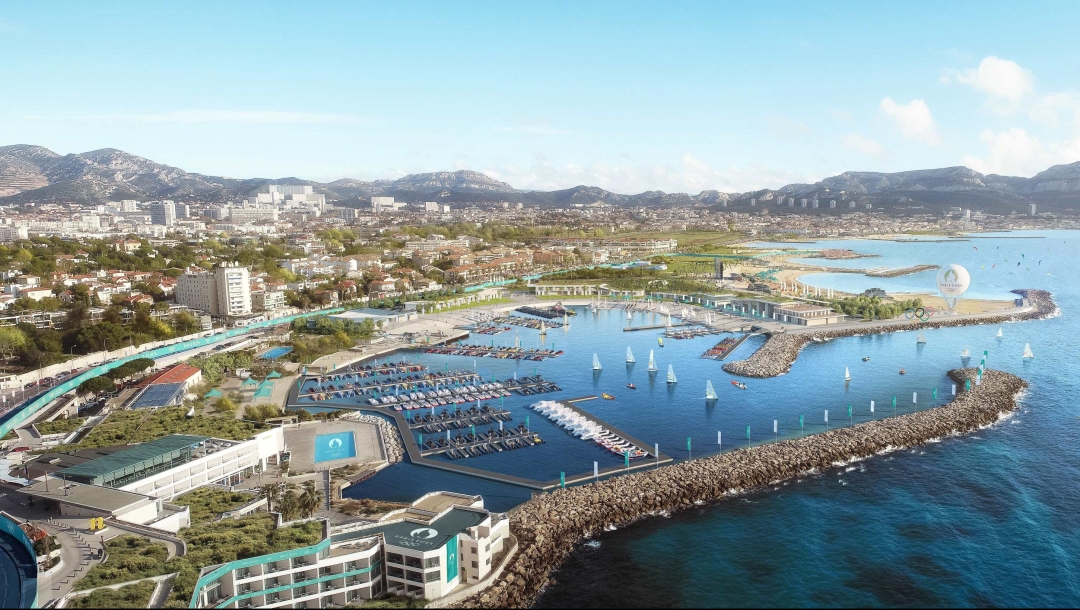 Dessin de la marina de Marseille.