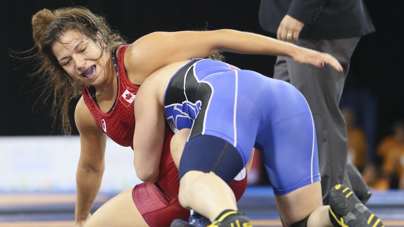 Justine Di Stasio lors d'un combat.