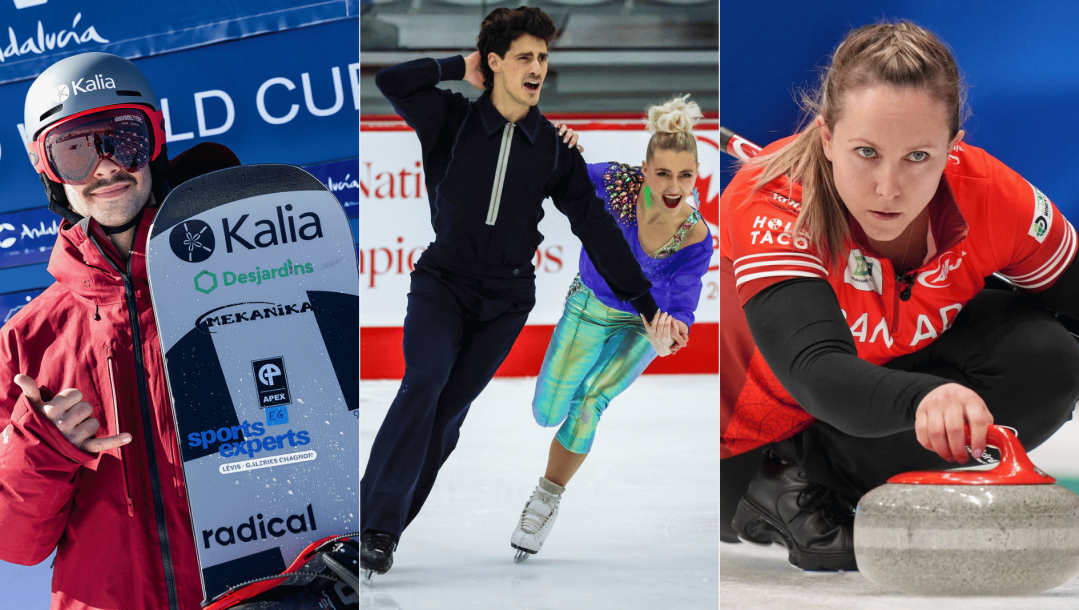 Montage photo d'Eliot Grondin, Piper Gilles et Paul Poirier, Rachel Homan.