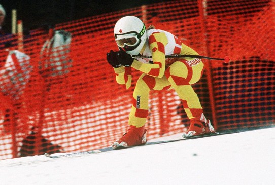 Percy, Karen Karen Percy competes in alpine skiing at Calgary 1988.