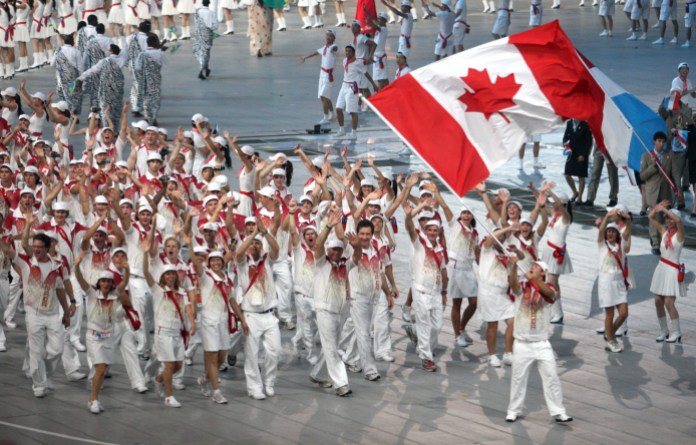 Team Canada Beijing 2008 Wide shot of Team Canada walking in Beijing 2009 Opening Ceremony