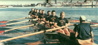 William McKerlich, sixth from the left, with the 1960 Olympic silver medal winning eights team