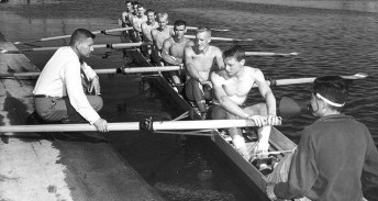 Wayne Pretty,fourth from left, with the 1956 Olympic silver medal winning eights team