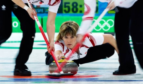 Susan O'Connor; Cori Bartel; Carolyn Darbyshire Watching rock get swept in curling