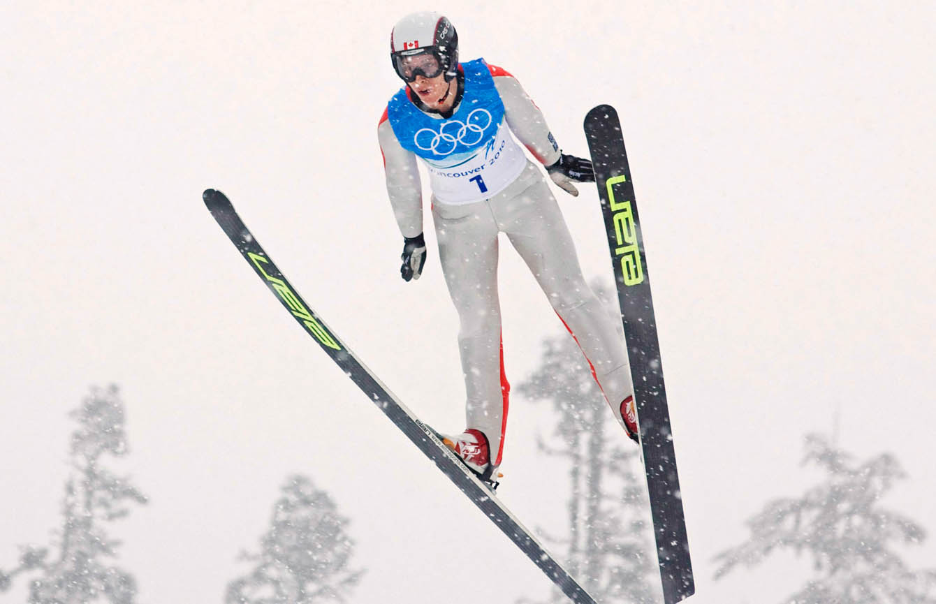 Ski jumper in the air 