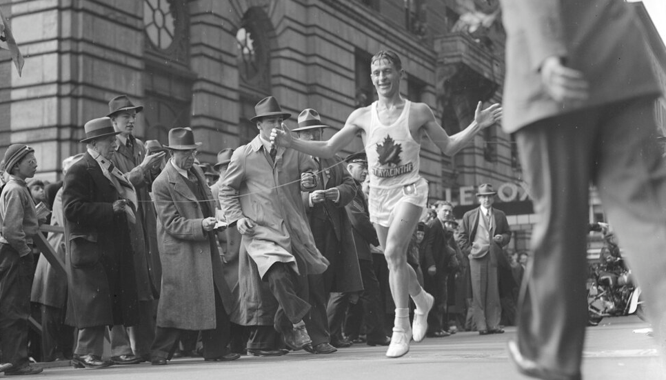 Gerard Cote running in the Boston Marathon