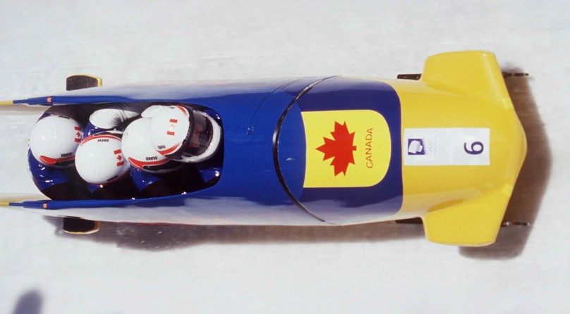 Lori | Gilbert | Baptiste | Farstad Bobsleigh racing down track