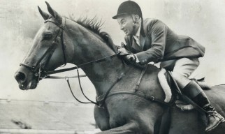 Thomas Gayford on his horse, Big Dee, in 1969