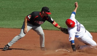 Jonathan Malo tries to touch opponent with the ball