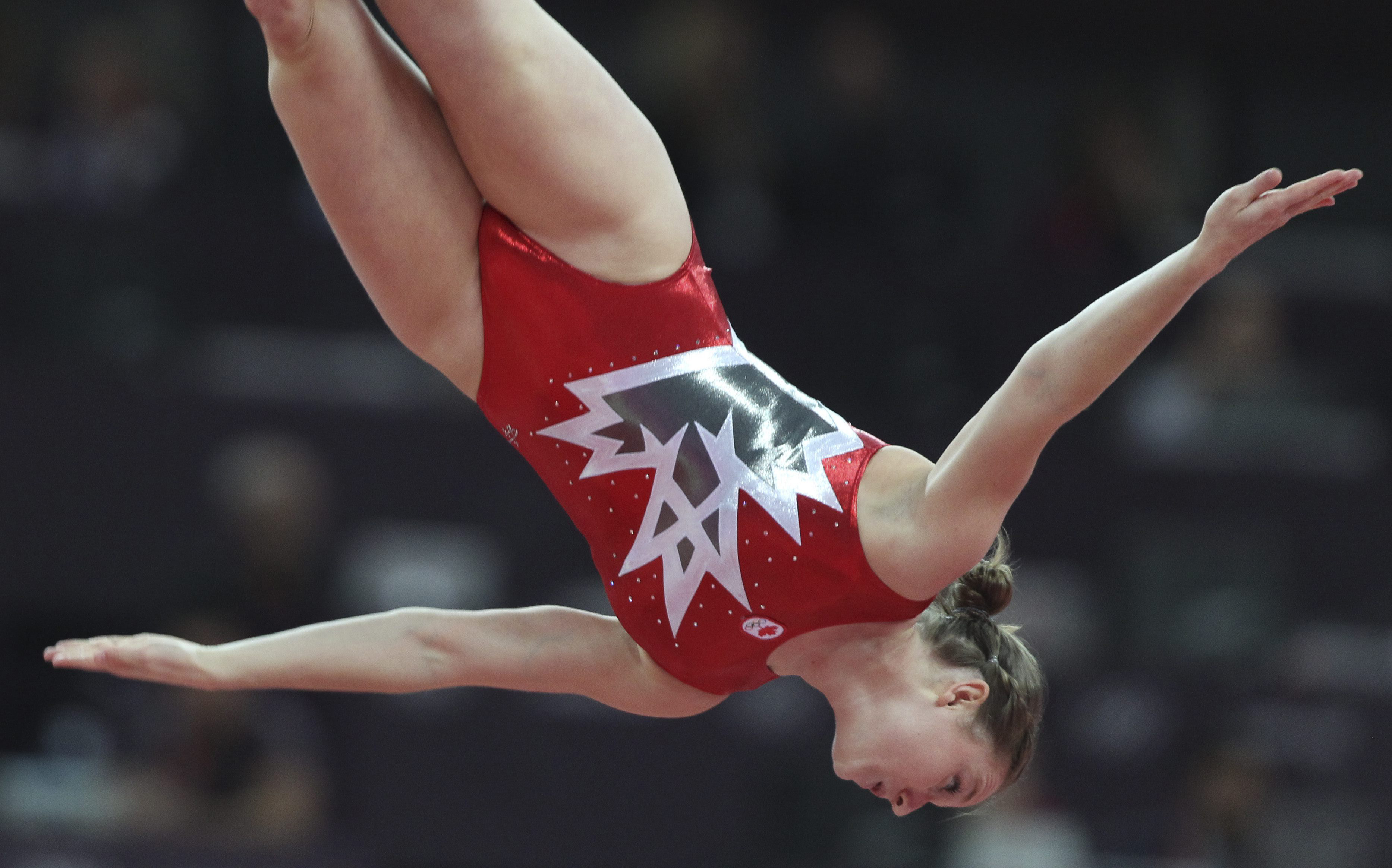 Rosannagh MacLennan jumps to the gold medal in the women's trampoline at the London 2012 Olympics