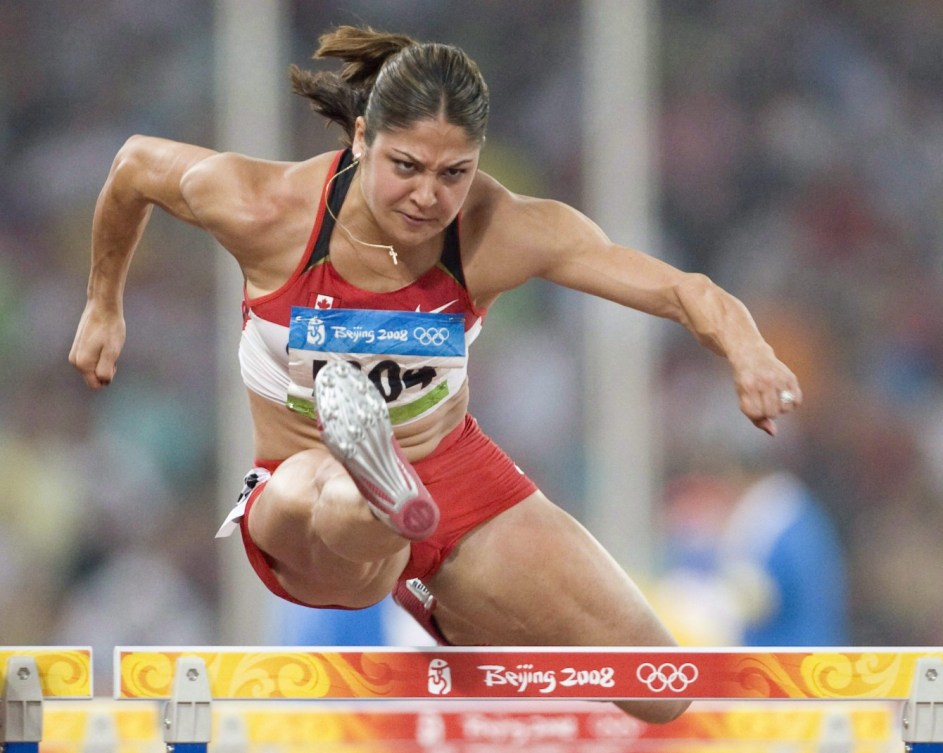Lopes-Schliep in the final of the women's 100m hurdles at Beijing 2008.