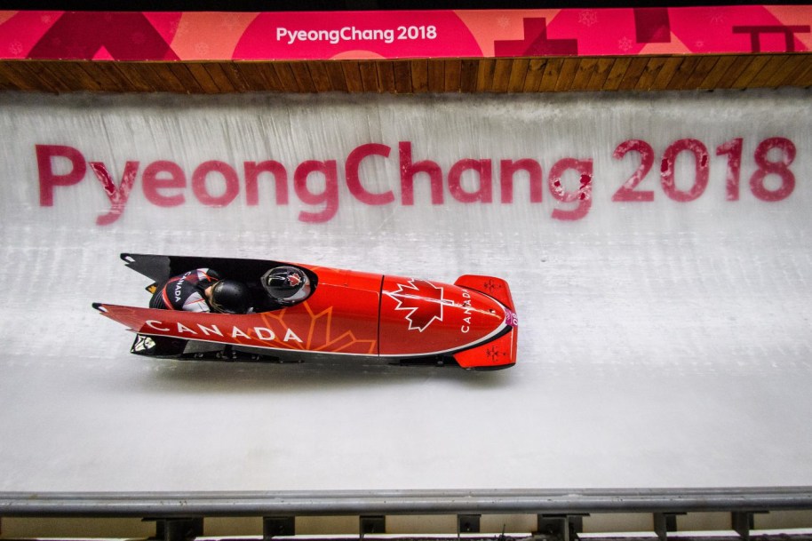 Alysia Rissling and Heather Moyse compete in the Bobsleigh