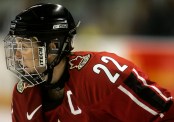 Canada's new captain Hayley Wickenheiser plays against Sweden during third period Four Nations Cup action on Wednesday, Nov. 8, 2006 in Kitchener, Ont. Canada won 7-0. (CP PHOTO/Nathan Denette)