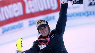 Marie-Michele Gagnon celebrates post-race in Austria.