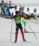 Athlete skiing