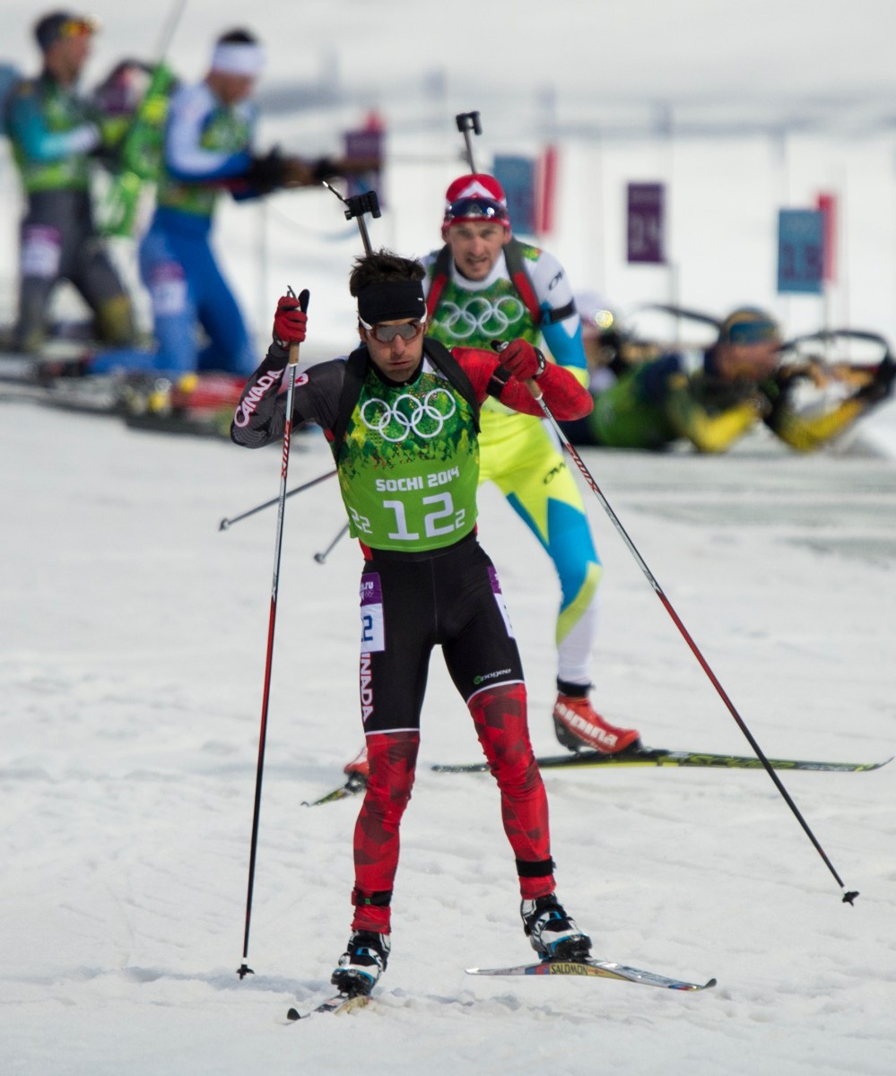 Athlete skiing