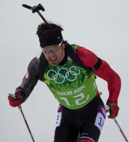 Athlete skiing