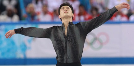 Patrick Chan of Canada competes in the men's short program figure skating competition at the Iceberg Skating Palace during the 2014 Winter Olympics, Thursday, Feb. 13, 2014, in Sochi, Russia. (AP Photo/Darron Cummings)