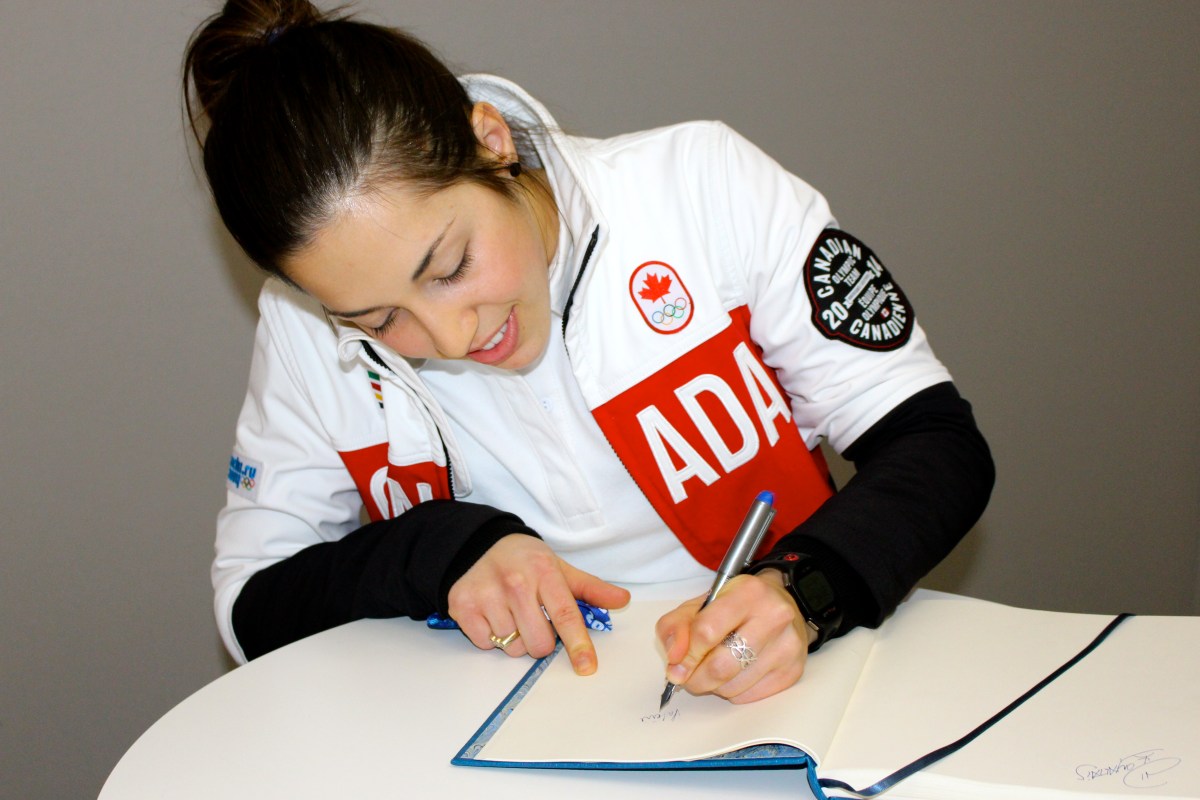 Valérie Maltais during the medal celebration