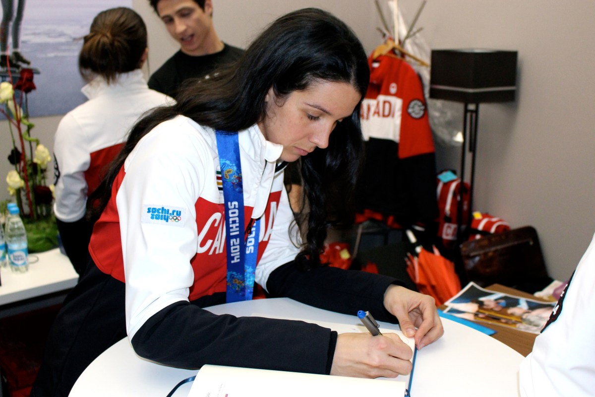 Marie-Ève Drolet during the medal celebration