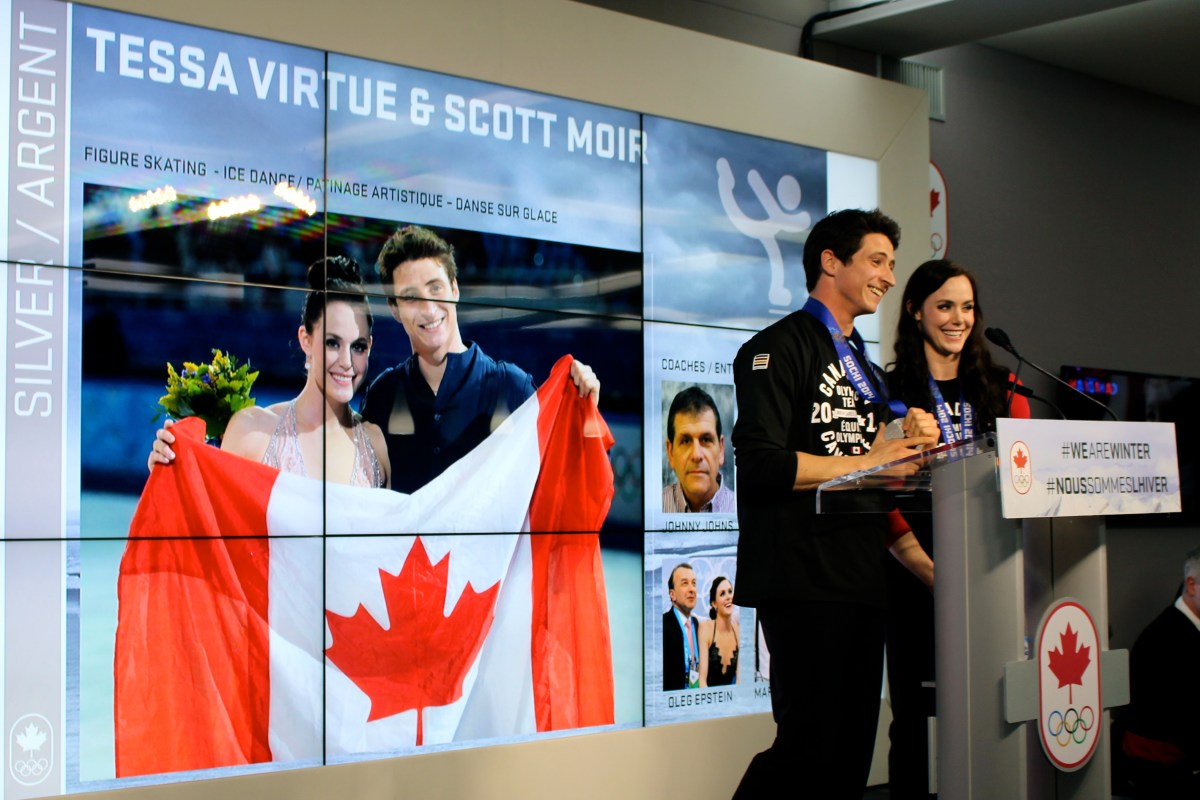 Tessa and Scott during the medal celebration