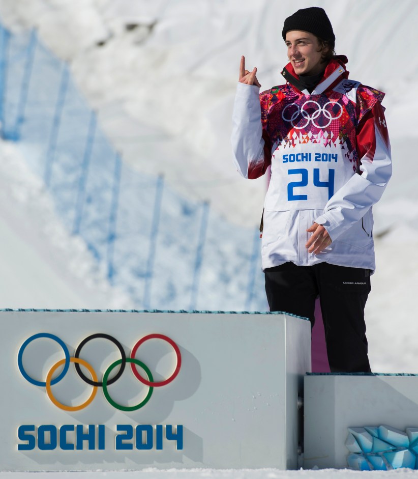 Mark McMorris preparing to step onto the podium