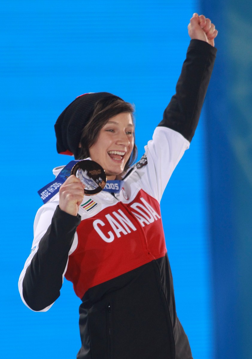 Alex Gough at the medal ceremony