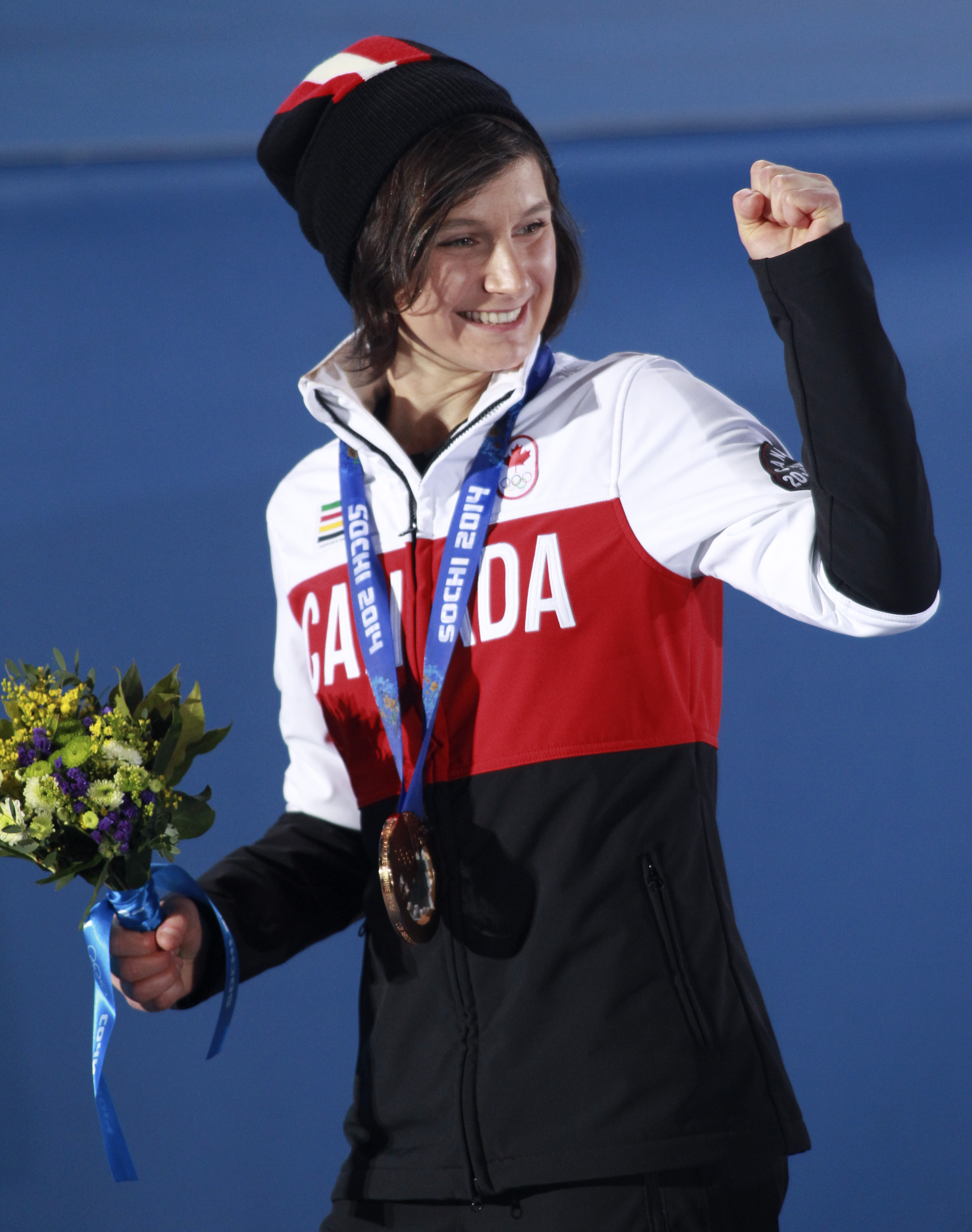 Alex Gough at the medal ceremony