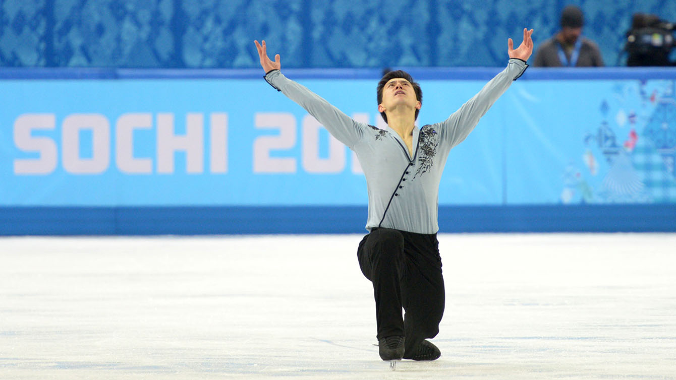 Patrick Chan at the end of his free skate in Sochi.