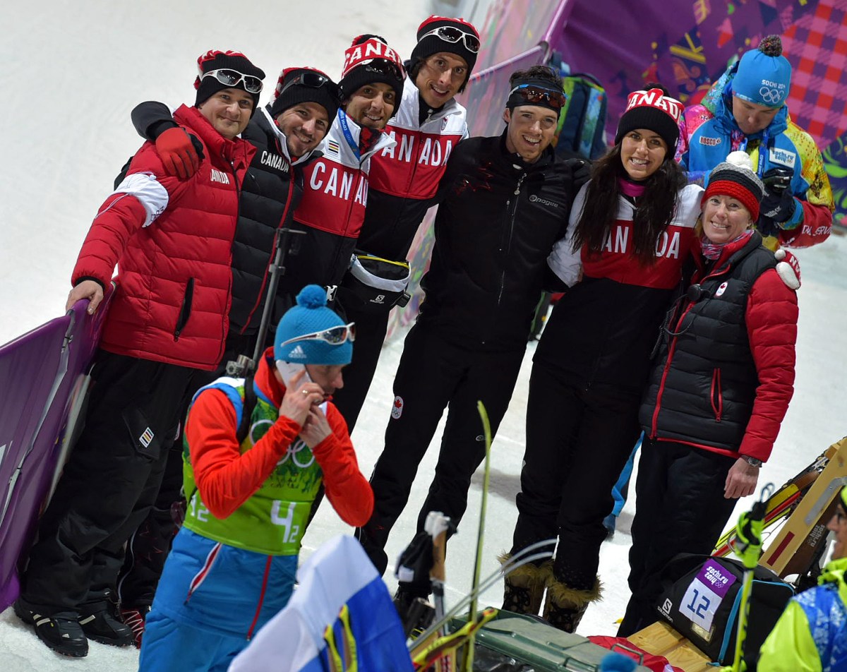 Athletes posing for a picture