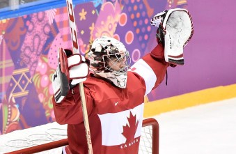 Team Canada men's hockey player celebrating