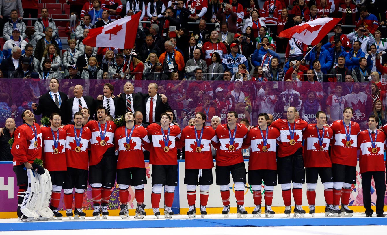 Team Canada athletes receiving their medals