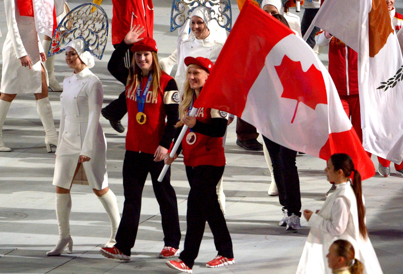 Team Canada during the closing ceremony