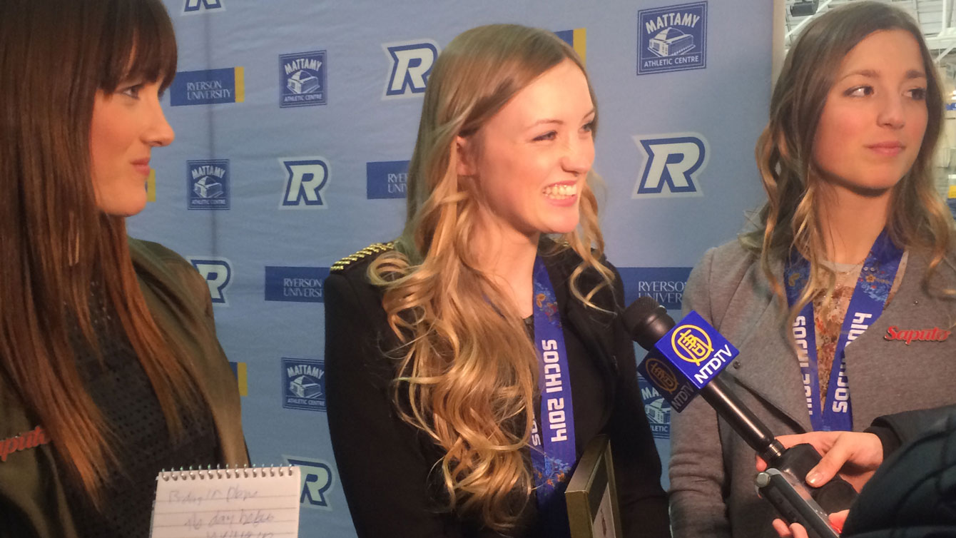 Toward the end of a long media scrum, Justine still as bubbly as ever.