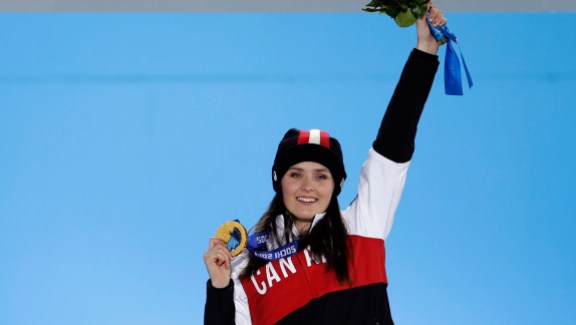 Marielle Thompson at Sochi Marielle Thompson at her gold medal ceremony in Sochi (Photo: CP)