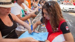Recent Olympian Gabrielle Daleman (Sochi 2014) has a bright future in figure skating and fans at WorldPride.