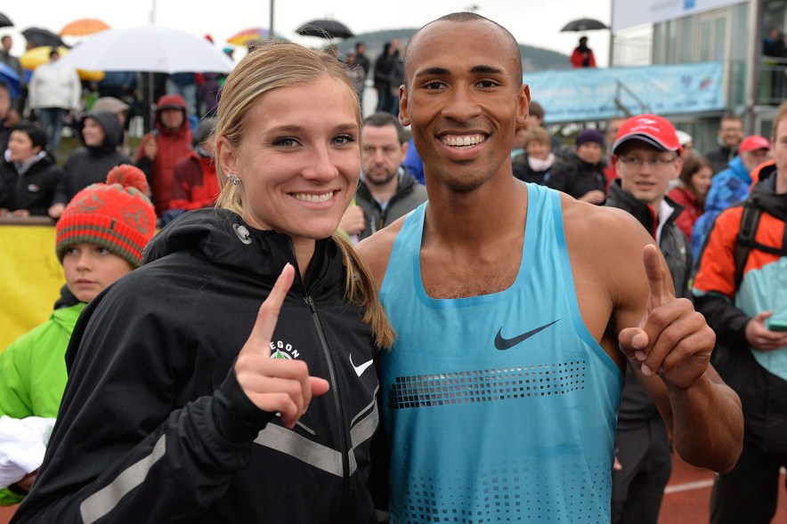 Damian Warner, Brianne Theisen Brianne Theisen-Eaton and Damian Warner at the 2013 Hypo Meeting in Gotzis, they both won.