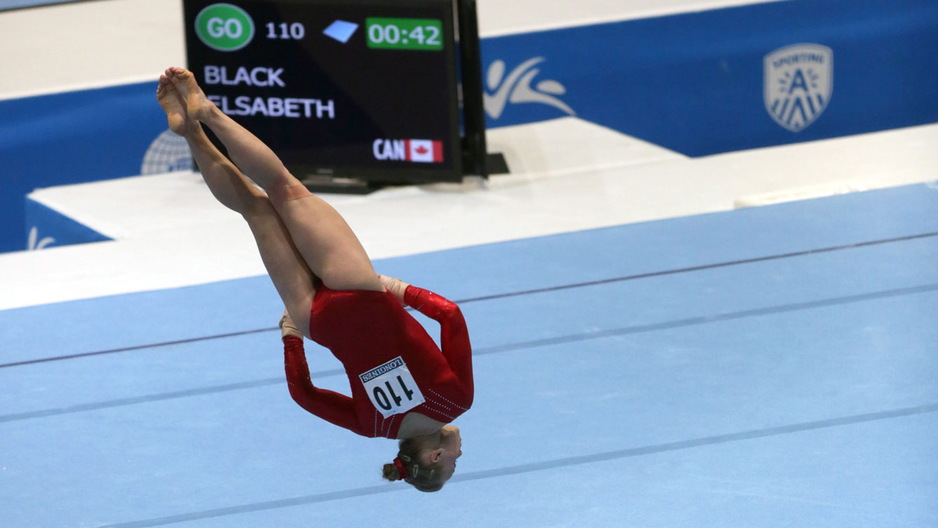 Elisabeth (Ellie) Black seen here at the floor exercise in the 2013 World Gymnastics Championships. Black improved on her all-around outing from a year ago at the 2014 competition. 