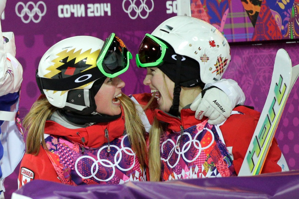 Justine and Chloe Dufour-Lapointe scream in joy at each other