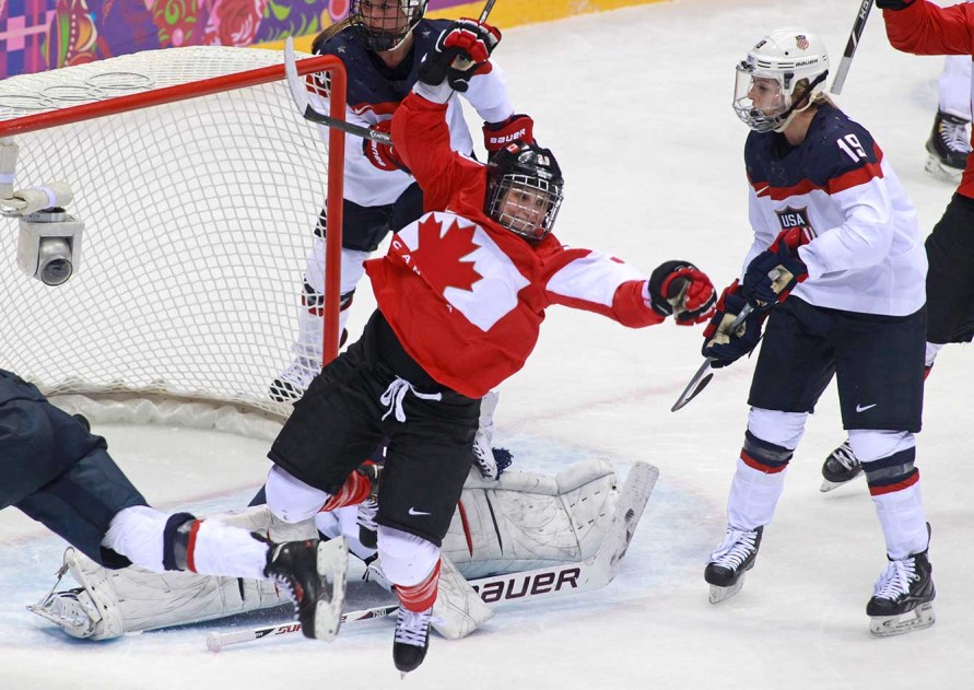 Marie-Philip Poulin after scoring the game-tying goal in the final at Sochi 2014.