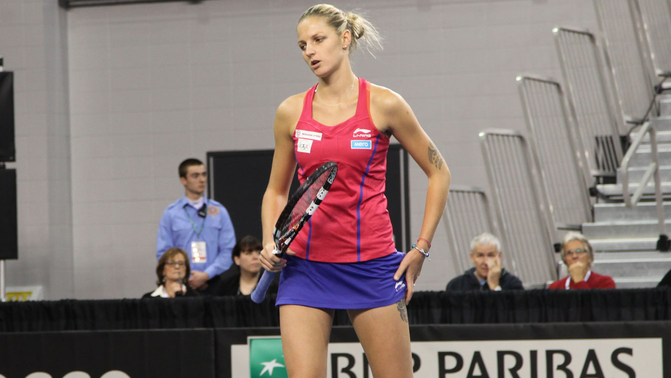 Karolina Pliskova after winning a point against Francoise Abanda on Saturday. 