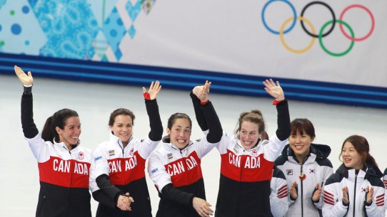 (L-R) Marie-Ève Drolet, Jessica Hewitt, Valérie Maltais, Marianne St-Gelais.