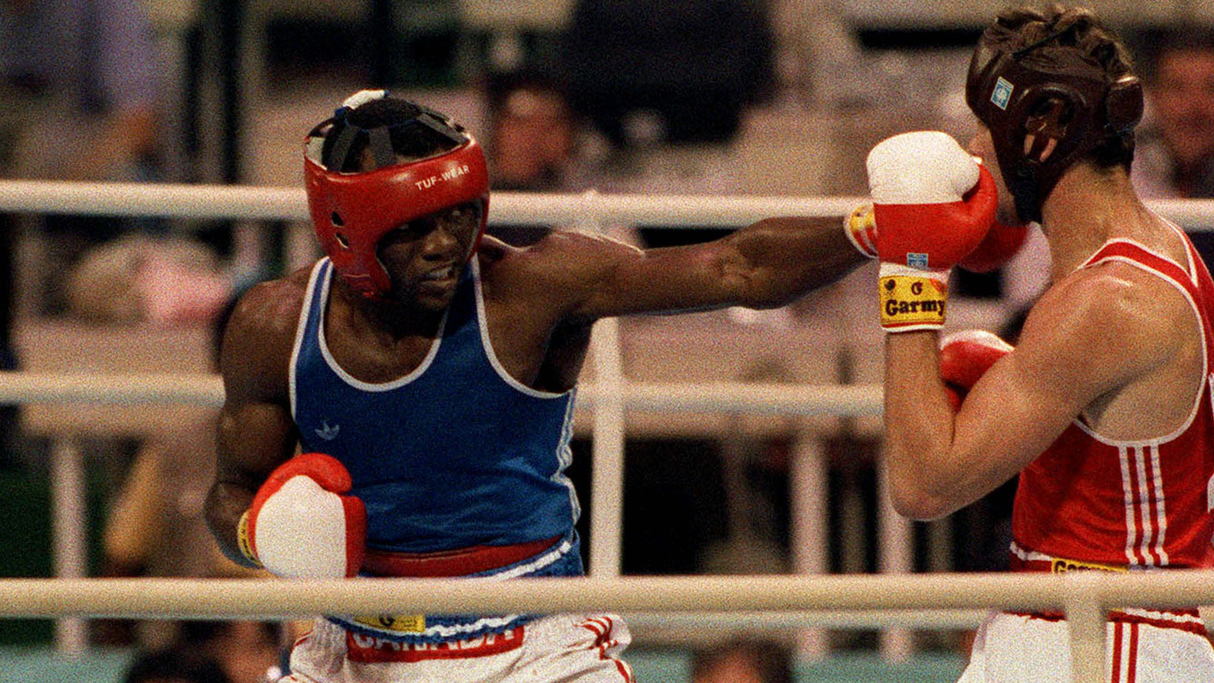 Egerton Marcus throws a jab at Seoul 1988. 